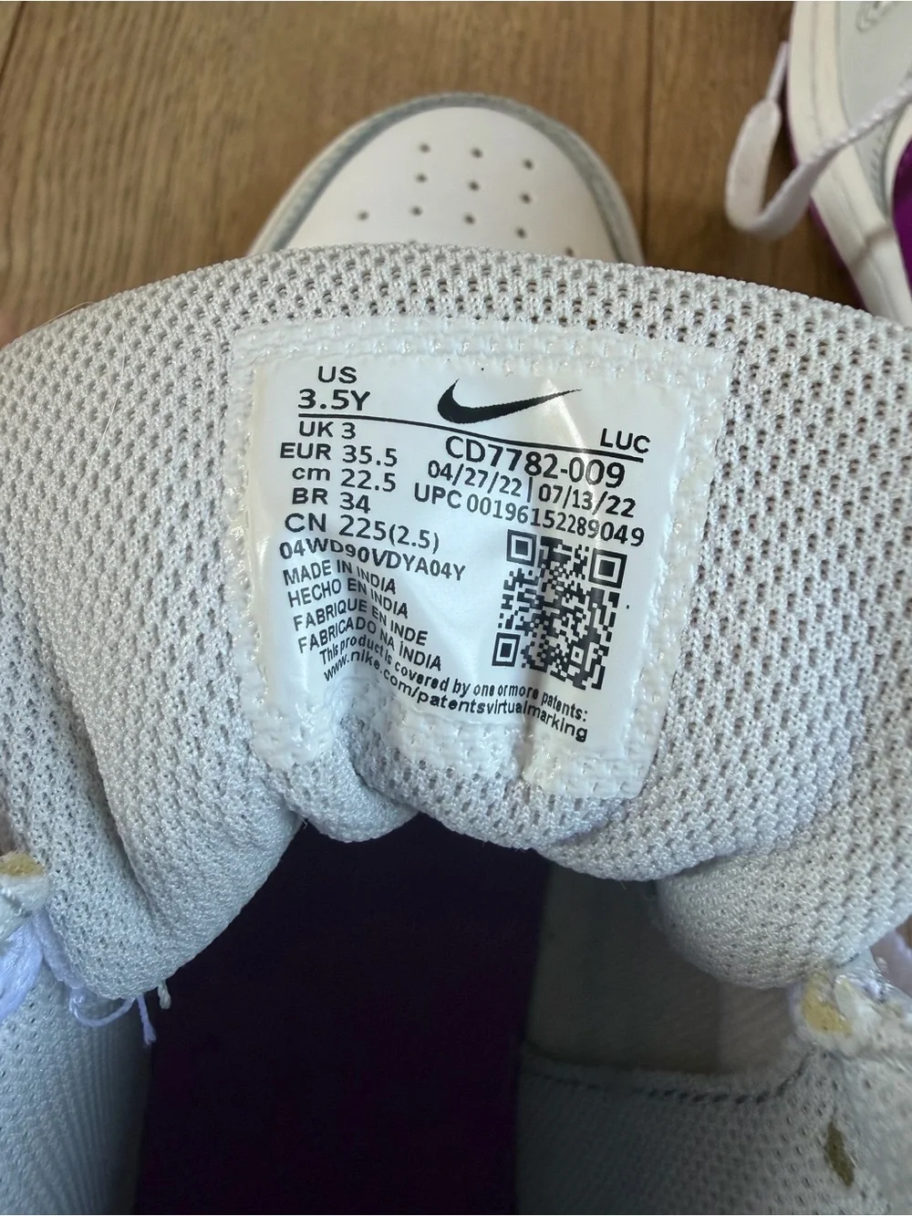 Nike Court Borough Mid 2 GS 'Pure Platinum Vivid Purple' Shoes Kids Size 3.5Y